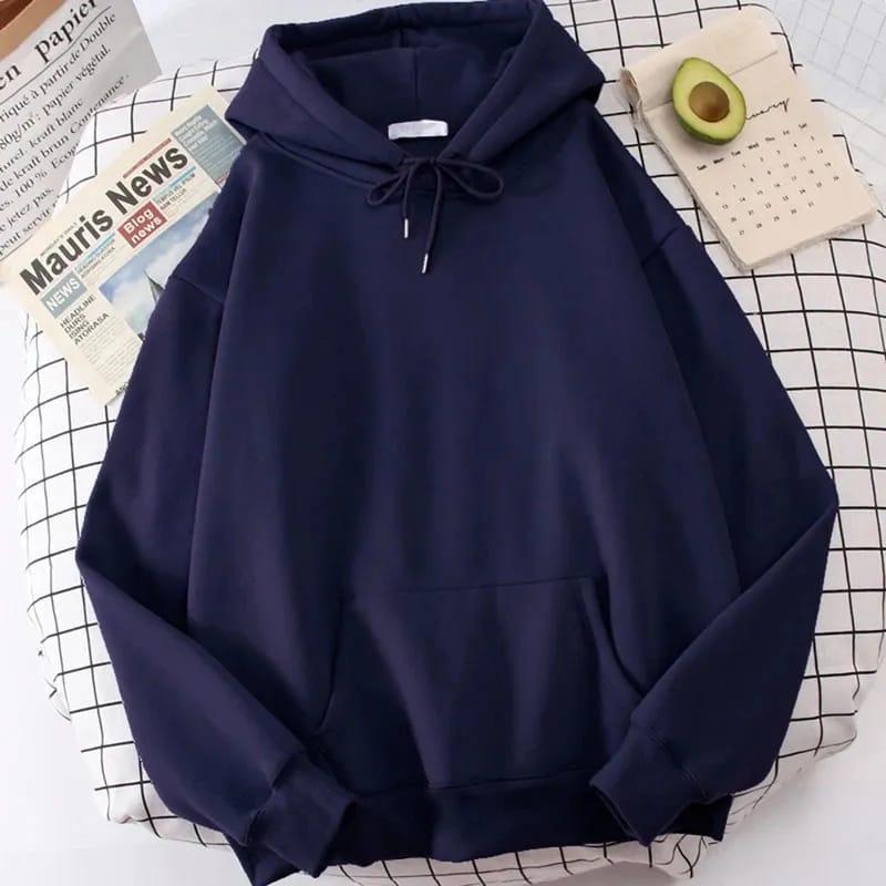 MENS COZY FLEECE PLAIN HOODIE COMFORTABLE TO WEAR