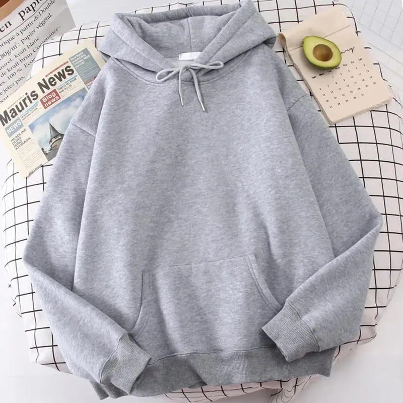 MENS COZY FLEECE PLAIN HOODIE COMFORTABLE TO WEAR